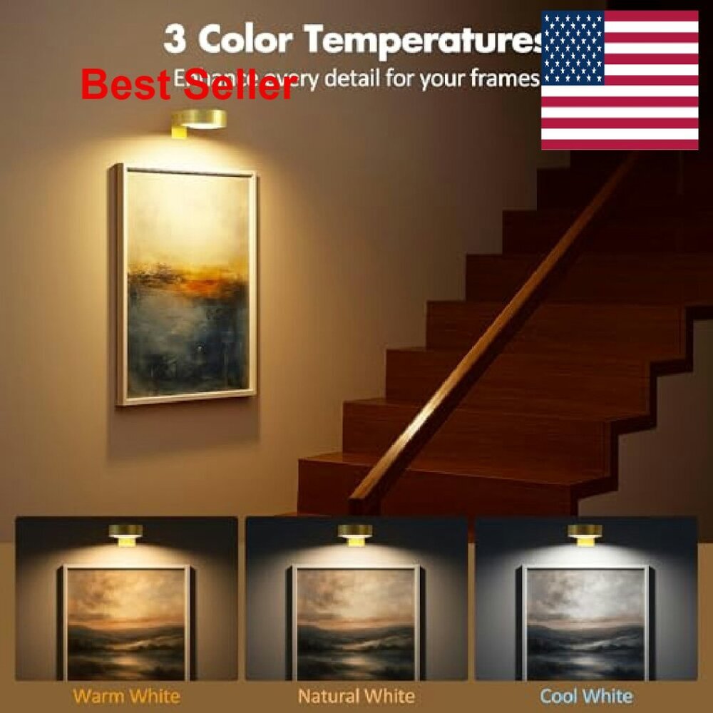 Magnetic LED Picture Lights Remote Dimmable Timer Art Display Wall Decor - Picture 3 of 7